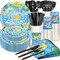 175Pcs Summer Pool Party Supplies Set 9"Summer Beach Dinner Plates 7"Pool Plates (Blue (or multi-colored with blue))